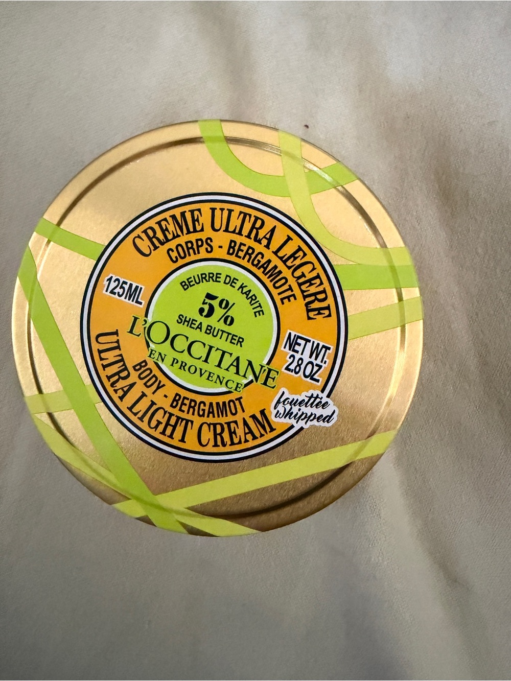 L'OCCITANE Ultra Light Bergamot Body Cream Tin - Yellow & Lime Green